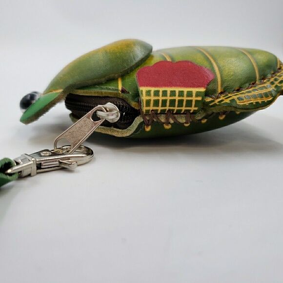 Dino Alligator Handmade Cool Reptile Gift Leather Wristlet Wallet Zip Coin Purse - Picture 7 of 12